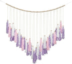 Luxbrand Pink & Purple Macrame Hanging Boho Wall décor, Large Tassel Wall Hanging with Wood Beads, Purple Wall Decor for Bedroom Living Room Girls Room Nursery, 41" W x 32" H