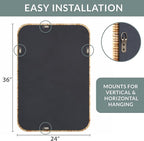 Barnyard Designs Rattan Bathroom Mirror – Rustic Farmhouse Style Handmade Wicker Rattan Frame - Boho Mirror for Nursery Wall Décor (24" x 36", Rectangular)