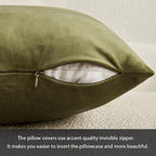 MIULEE 24x24 Inch Euro Sham Velvet Pillow Covers, Set of 2 Large Square Decorative Pillows -Olive Green Super Soft for King Bed, Sofa, Couch, Accent Chairs with Hidden Zipper