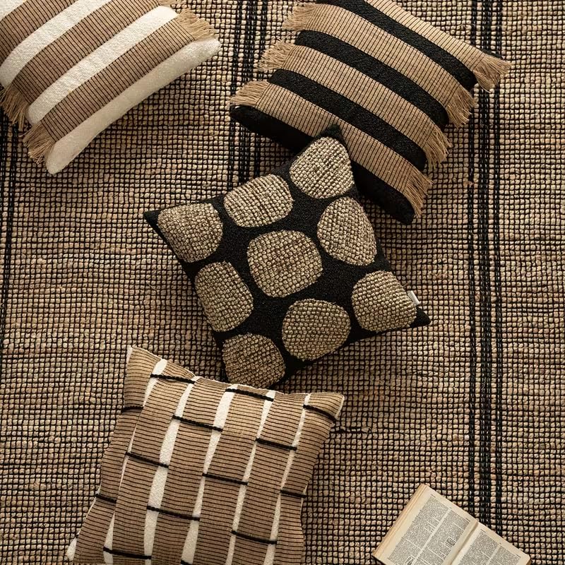 MOCOFO 3D Textured Throw Pillow Cover, Wabi Sabi French Vintage Decorative Cushion Case, Chunky Yarn Poly-Cotton Accent Pillow for Couch Sofa Bay Window(Cover Only) (Pure Shadow, 18x18) - color: Pure Shadow, size: 18" x 18" (Pack of 1)