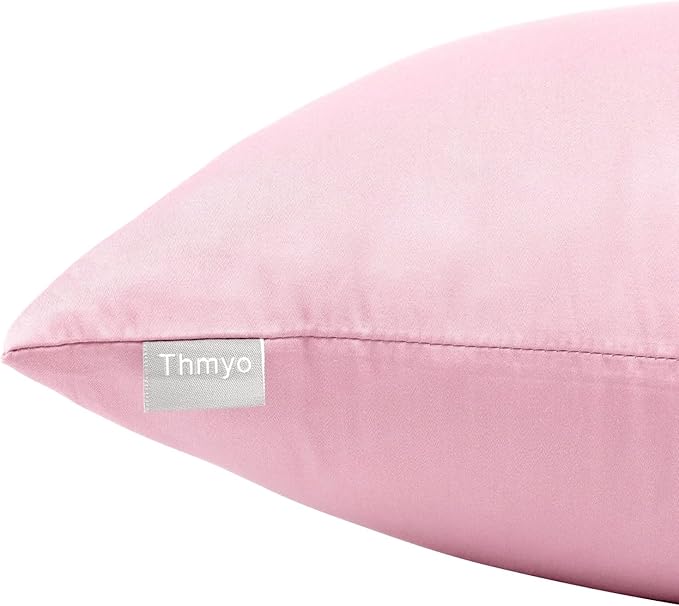 Thmyo 4-Pack 100% Cotton Lumbar Comfortable Solid Decorative Throw Pillow Covers Rectangle Cushion Cover Pillowcases Valentines Day DIY Throw Pillow Cases for Sofa Bed Car(12x20inch/30x50cm,Pink)