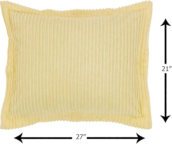 Better Trends Chenille Bedspreads Full/Double Size, Yellow 100% Cotton Chenille Stripe Design Tufted Bedding Coverlet Soft Lightweight, 96"x110" with 2 Sham, 3 Pieces Set Jullian Collection