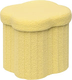 B FSOBEIIALEO Storage Ottoman Cube, Flowers Shaped Ottomans with Storage Foot Stool Footrest for Lving Room, Boucle Ottoman Seat for Dorm Room,Faux Teddy Fur, Yellow 12.6"x12.6"x12.6"