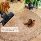 FRELISH DECOR Handwoven Jute Area Rug - 4 feet Round - Natural Yarn - Rustic Vintage Beige Braided Reversible Rug - Eco Friendly Rugs for Bedroom - Kitchen - Living Room - Farmhouse (4' Round)