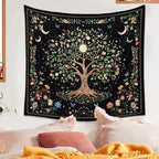Jhdstore 90" x 71" XL Tree of Life Tapestry Wall Hangings Botanical Floral Wall Tapestry for Bedroom Aesthetic Bohemian Tapestries for Living Room Decor Nature Flower Tapestries Fabric Wall Hanging