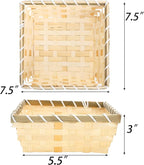 TOPZEA 10 Pack Natural Bamboo Gift Baskets, 7.5" Square Woven Fruit Basket Small Wicker Bread & Chip Basket, Handmade Food Storage Baskets for Kitchen, Restaurant, Party Buffet Serving, Christmas Gift