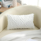 decorUhome Cozy Textured Throw Pillow Covers 12x20 Inch Set of 2, Soft Plush Faux Wool White Accent Couch Pillow Covers for Modern Farmhouse Sofa Bed Living Room