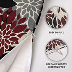 Black Burgundy Pillow Covers 18X18 Inch Set of 2, Spring Summer Floral Dahlia Flower Cream Decorative Throw Pillow Covers Outdoor Modern Farmhouse Cushion Case for Home Couch Sofa Bed Decor
