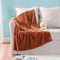 MIULEE Rust Fleece Blanket, Durable Plush Fuzzy Extra Soft Warm Cozy Striped Flannel Throw Blankets for Couch Sofa Bed 30"x40"