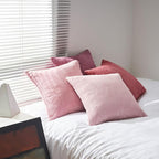 Topfinel Throw Pillow Cover 4pc Set - Multi Pink Combo - 26" x 26" Solid Cozy Corduroy Square Accent Decorative Cushion Case for Couch Sofa Chair Bed & Home, Only Covers