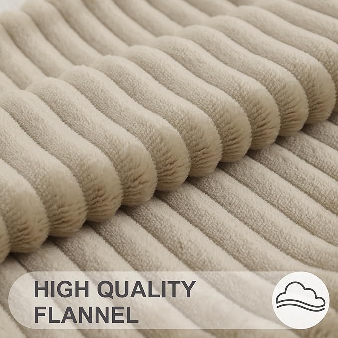 Simmore Decorative Spring Throw Pillow Covers 20x20 Set of 2, Soft Natural Plush Flannel Double-Sided Fluffy Couch Pillow Covers for Sofa Living Room, Light Brown