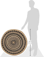 SAFAVIEH Natural Fiber Collection Area Rug - 3' Round, Black & Natural, Handmade Boho Mandala Braided Jute, Ideal for High Traffic Areas in Living Room, Bedroom (NF802K)