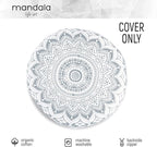 Mandala Life ART Yoga Decor Floor Cushion Cover - Round Meditation Pillow Case - Hand Printed Organic Cotton Pouf