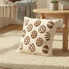 Jonhier Easter Throw Pillow Covers, Khaki Neutral Easter Egg Decorations with Tufted Embroidery, Boho Farmhouse Rustic Spring Indoor Decorative Pillows for Couch Sofa, 18x18 Inch, 1 PC
