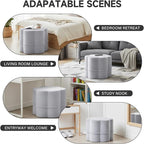 Tiita Floral Pouf Ottoman, Foot Stools Ottoman with Foam Chunk Filling, Puff Foot Rest for Couch, Living Room, Kids Room, Grey