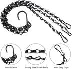 Benvo 16 inch Long Hanging Plant Chains Flower Pot Hangers with Clips and Hooks 3 Point Replacement Chain Holders for Baskets Bird Feeders Planters and Other Ornaments (Pack of 3, Black)