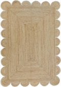 Weaving Cottage Scalloped Natural Jute Area Rug | Beige & White, 2X3 FT Handwoven Jute Doormat | Eco-Friendly, Durable, and Stylish | Perfect for Living Room, Bedroom, and Entryway