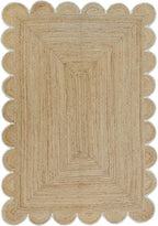 Weaving Cottage Scalloped Natural Jute Area Rug | Beige & White, 2X3 FT Handwoven Jute Doormat | Eco-Friendly, Durable, and Stylish | Perfect for Living Room, Bedroom, and Entryway