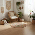 · REDEARTH · Jute Cotton Chindi Area Rug - 3' Round Rug, Handwoven, Non-Shedding, Soft & Durable – Multi Tones for Home Décor in Living Room, Dining Room, Bedroom