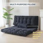 MAXYOYO Folding Sofa Bed, Tufted Bean Bag Bed with Pillows Floor Mattress for Adults, Extra Thick and Long Floor Sofa, Twin Couch for Bedroom Living Room, Black, 39x91 Inch