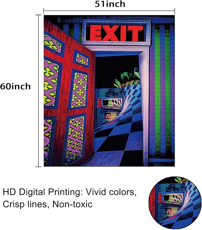 3D Exit Blacklight Tapestry Wall Decor for Men Bedroom, Trippy 3D Illusion Glow in the Dark Wall Hanging Backdrop for Men Guys Game Room, UV Reactive 3D Poster for Living Room Dorm 51x60 Inches
