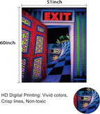 3D Exit Blacklight Tapestry Wall Decor for Men Bedroom, Trippy 3D Illusion Glow in the Dark Wall Hanging Backdrop for Men Guys Game Room, UV Reactive 3D Poster for Living Room Dorm 51x60 Inches
