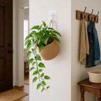 ShellKingdom Hanging Baskets, 3Pack Woven Wall Mounted Storage Basket with 3 Pcs Hooks, Boho Pouchs Bag Organizers for Home Office Living Room Bathroom Door Wall Decoration Caddy Bins (Jute)