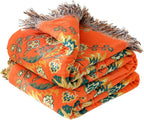 Boho Throw Blanket for Bed 100% Cotton Soft Lightweight Quilt Floral Embroidery Home Decor Spring Breathable Bed Blankets,60"x80" Twin All Season Reversible Blankets for Sofa Couch Chair