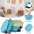 HONEY JOY 6PCS Floor Cushions for Kids, 15 Inch Flexible Alternative Portable Classroom Seating with Handles, Easy to Clean, Thick Soft Foam Hexagon Comfy Seats for Daycare Preschool (Hexagon, Blue)