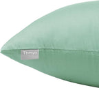 Thmyo 4-Pack 100% Cotton Comfortable Solid Decorative Throw Pillow Case, Square Cushion Cover Pillowcase Sublimation Blank Pillow Covers DIY Throw Pillowcase for Sofa(16x16 inch/ 40x40cm,Mist Green)