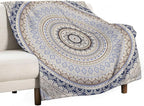 Mandala Throw Blanket Retro Eastern Backdrop Swirled Cosmic Lotus Yoga Boho Artwork Blanket for Sofa Bed Couch Chair Or Dorm 60"x80"