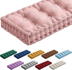 Bench Cushions for Indoor Furniture 40x20 in Velvet Kitchen Dining Piano Window Seat Cushion, Tufted Patio Porch Swing Thicken Bench Pad Memory Foam(Pink)