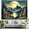 Generleo Mountain Moon Tapestry Forest Tree Tapestries Nature Landscape Tapestries Vintage Aesthetic Tapestry Wall Hanging for Bedroom Decor