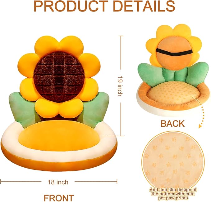 Ditucu Sunflower Shape Chair Pillow Cute Seat Cushion 19 x 18 inch Comfy Lazy Sofa Floor Pillows Dorm Seating for Childs Adults for Bedroom Decor