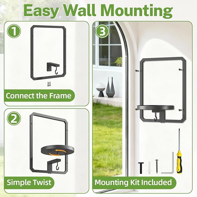 iDavosic.ly Wall Plant Picture Frame Holder Set of 3 for Indoor, Metal Stand with Hanging Hooks, Floating Flower Display Decor, Space Saving & Easy to Assemble (Pots/Chains/Plants Not Included)