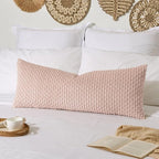 Kevin Textile Valentines 14x36 Inch Long Lumbar 1 Pack Boho Decorative Throw Pillow Cover Soft Striped Corduroy Rectangle Cushion Case Farmhouse Accent for Living Room Couch Sofa Bed, Light Pink