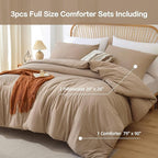 ROSGONIA Comforter Full Size for Girls Boys Teens Taupe Brown, 3pcs(1 Boho Tan Comforter & 2 Pillowcases), Lightweight Dorm Bedding All Season Bed Set