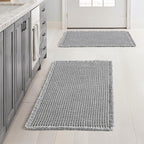 MIULEE Set of 2 Waffle Bathroom Rugs, Boho Bath Rugs Non Slip Washable, Super Absorbent Bath Mats, Ultra Soft Rubber Backed Shower Mats for Bathroom Floor, Tub and Shower, Light Grey, 17x24 Inch