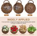 Yardwe 2Pcs Woven Wall Hanging Flower Baskets, Rattan Hanging Planters for Indoor Plants, Rustic Wall Decor Storage Containers, 12.20 X 10.62 X 4.72 Inches