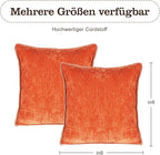 Decorative Throw Pillow Covers Pack of 2, 18x18 In Chenille Soft Pillow Covers with Stitched Edge, Farmhouse Neutral Euro Decorative Pillows for Bed Couch Sofa Home Decor Living Room, Rust