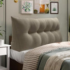 WOWMAX 80% Cotton & 20% Linen Blend Headboard Pillow – Queen Size Reading Wedge Backrest for Bed, Handmade Firm Support Bolster Cushion with Removable Cover, Premium Bed Rest Pillow, Light Gray