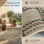 3x6 Washable Kitchen Rug Non Slip Washable - Large Entryway Rug, Non Slip Farmhouse Decor for Bedroom Bedside, Laundry Room, Easy Jute Beige & Sage Holiday
