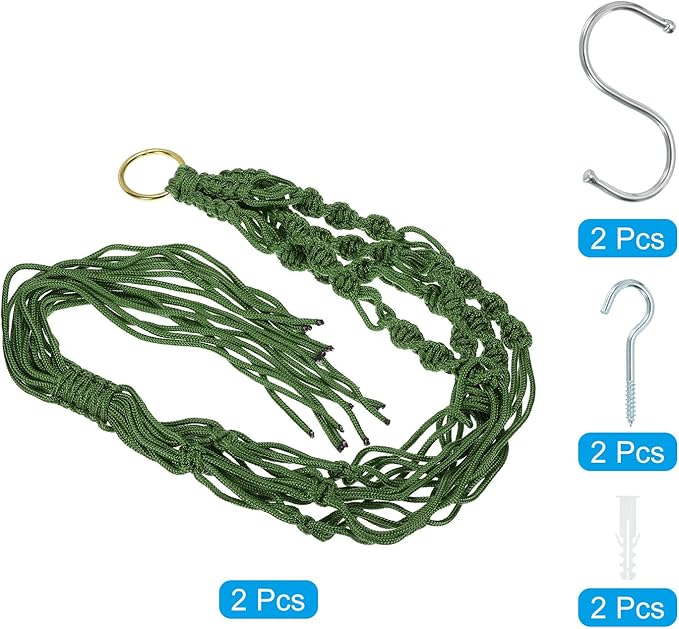PATIKIL Macrame Hanging Planter, 2 Pack 39 Inch Handmade Hanging Plant Holders Flower Pot Hanger Flower Pot Hanger for Indoor Outdoor Decor, Dark Green
