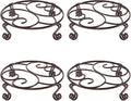 Yimobra 4 Pack Plant Stand for Flower Pot Heavy Duty Potted Holder Indoor Outdoor Metal Rustproof Iron Garden Container Round Supports Rack for Planter (4PC Brown 9.4 x 2 IN)