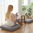 Meditation Floor Pillow Set of 2, Square Large Pillows Seating for Adults, Meditation Cushion Pillow,Tufted Corduroy Cushion for Tatami Living Room or Yoga, Light Gray, 22x22 Inch