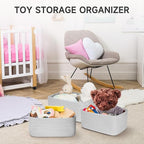 3-Pcs Shelf Baskets for Organizing, Closet Organizer Bins, Small Woven Baskets, Rope Toy Basket, Storage Basket for Shelves, Cube Decorative Box, 11.8×7.8×5.1”, Grey