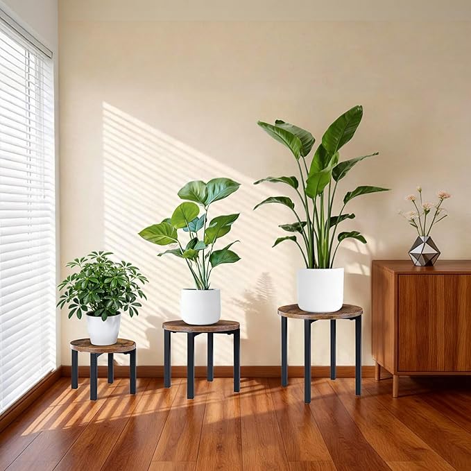 3-Pack Plant Stands Indoor, Plant Flower Display Shelf, Heavy Duty Flower Pot Stands for Multiple Plant Fits Living Rooms, Balconies, Offices(Fits 5" -12" Pots)
