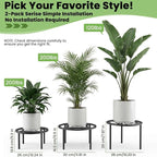 TOSKING 2-Pack Heavy Duty Metal Plant Stands - 10-inch Decorative Round Plant Stand, Adjustable Leveling Feet & Rust-Resistant Finish for Indoor/Outdoor Use