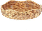 Hipiwe Natural Rattan Tray Wicker Storage Bowls Hand Woven Basket Tray for Bread Fruit Key Round Fruit Baskets for Kitchen Entryway Tabletop Decorative Baskets Bowl,10 Inches