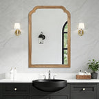 Wood Bathroom Mirror for Wall, 36 x 24 Inch Large Decorative Wall Mirror with Rustic Wooden Frame for Living Room, Vanity, Bedroom, Entryway, Farmhouse